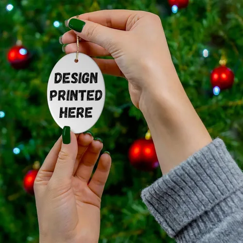 Vista 4 de Regalo divertido con texto en inglés "You are Great Auctioner", regalos para árbol de Navidad, adornos ovalados de cerámica 2023