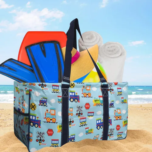 Vista 156 de NGIL Bolsa de comestibles reutilizable extra grande plegable de gran tamaño para comestibles, almacenamiento, picnic, playa, Estampado