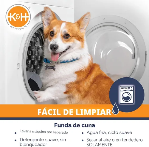 Vista 8 de K&H PET PRODUCTS - Cuna elevada para mascotas con centro de malla, varios tamaños Malla gris/negra