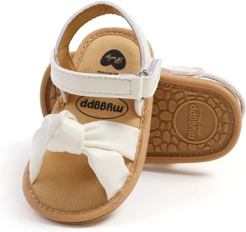 Vista 3 de COSANKIM Sandalias de verano para bebés y niñas con suela suave de flores, zapatos de vestir para cuna, recién nacidos, para recién nacidos
