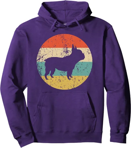 Vista 11 de Sudadera con capucha de Bulldog Francés – Sudadera con capucha retro de perro Bulldog Francés Negro