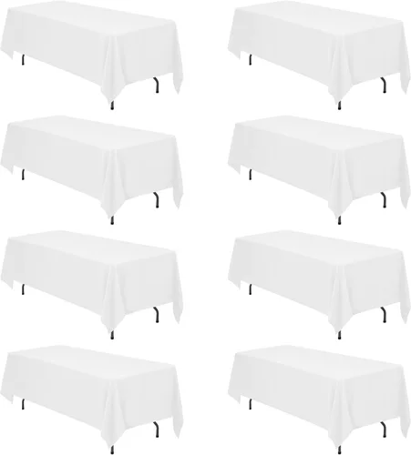 Vista 109 de BRILLMAX - Manteles para mesa rectangular de 6 pies, tela de lino de poliéster, lavable, para boda, recepción, banquete, fiesta de cumpleaños, 60 x
