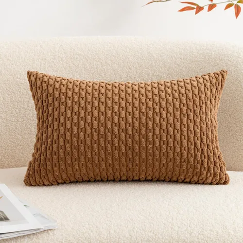 Vista 19 de UGS UGASA - Funda de almohada decorativa de pana suave de 18 x 18 pulgadas, funda de almohada cuadrada a rayas estilo bohemio para sofá, sala