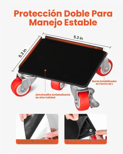Vista 3 de VEVOR Carretilla para muebles, mudanzas de muebles resistentes con 5 ruedas de rotación de 360°, panel de acero al carbono, juego de herramientas