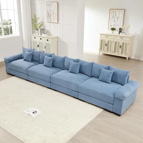Vista 14 de ODUSE-DAILY Sofá modular de gran tamaño de 117.3 pulgadas, sofás modulares grandes de pana para sala de estar, sofás de 3 plazas, moderno juego