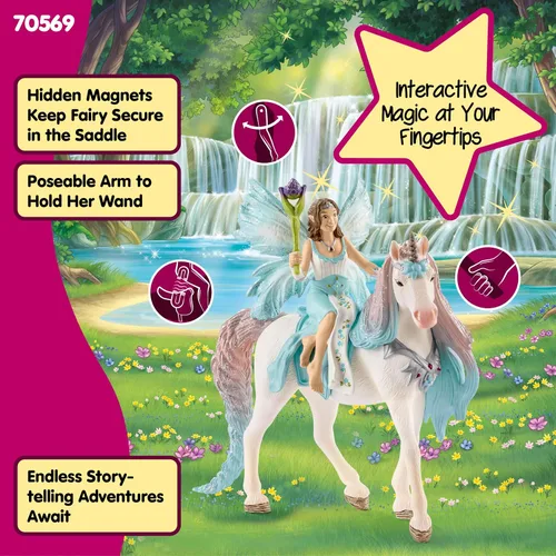 Vista 5 de Schleich Bayala - Figura de hada Eyela de 3 piezas con figura de unicornio de princesa, figura de hadas de fantasía con varita mágica, juguete