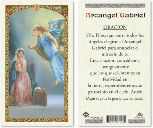 Vista 4 de Seven Arcángeles - Tarjetas de oración católicas laminadas en español para orientación celestial, Miguel Gabriel Rafael Uriel Barachiel Jhudiel