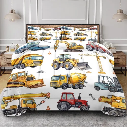 Vista 14 de Juego de edredón vintage con diseño de coche y león para niños, niños pequeños, adolescentes y adultos, tamaño individual, juego de ropa de cama