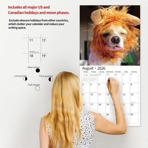 Vista 6 de Calendario de pared 2026, Calendario divertido 2026, noviembre de 2025 - diciembre de 2026, calendario de pared con memes divertidos de animales, 12