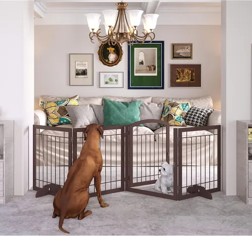 Vista 12 de JSB Puerta para perros de 72 pulgadas extra ancha de 28 pulgadas de altura, puerta para mascotas independiente para pasillos, escaleras y hogar