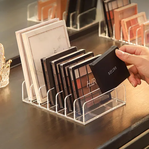 Vista 3 de Vowcarol Organizador de paleta de sombras de ojos, acrílico de 7 secciones divididas para paleta de maquillaje, soporte organizador - transparente