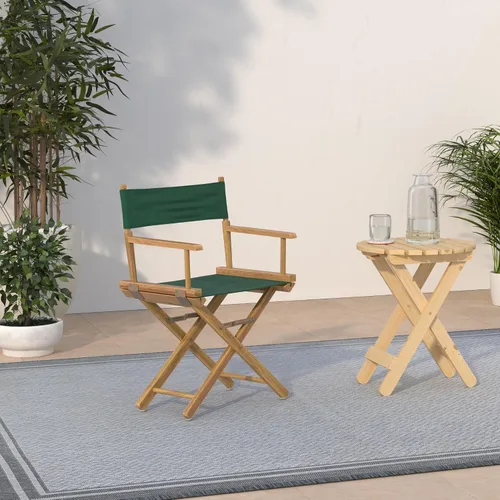 Vista 2 de Casual Home - Silla de director de 18.0 in, marco natural con lona verde cazador