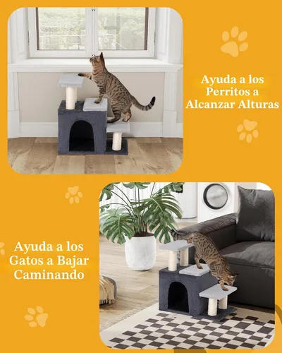 Vista 5 de Aechonow Escaleras para mascotas 3 en 1 para gatos, peldaños para perros