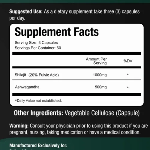 Vista 2 de Shilajit 1000 mg y Ashwagandha 500 mg (180 cápsulas) - Suplemento orgánico puro del Himalaya Shilajit (suplemento de ácido fúlvico del 20%)