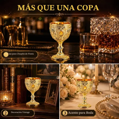 Vista 7 de Cabilock Copa medieval de cáliz vintage, copa de vidrio de chupito de latón dorado de 1.0 fl oz, copa de comunión, copa de cóctel para el hogar