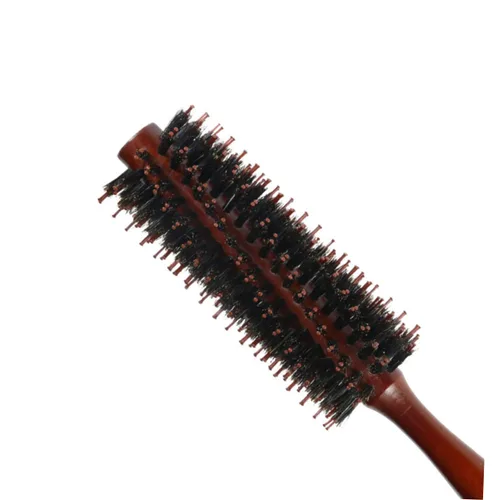 Vista 4 de FRCOLOR Cepillo de pelo redondo peine para las mujeres de sarga mango de madera de secado de pelo peinado herramienta de rizado color al azar