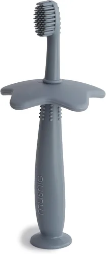 Vista 11 de mushie - Cepillo de dientes para niños pequeños con diseño de flor (rosado)