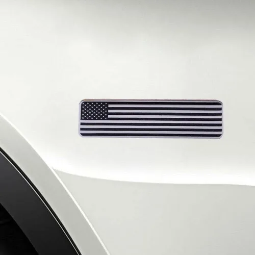 Vista 4 de Generic 2X Emblema de bandera estadounidense de EE. UU. de metal para maletero de coche, emblema para guardabarros, calcomanía cromada en negro