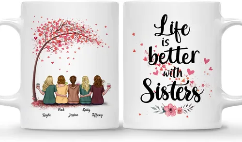 Vista 14 de Gossby - Taza de café personalizada para mujer, 2 unidades, con nombres personalizados Taza personalizada para dos mujeres, taza de café