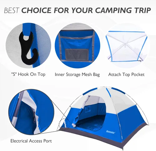 Vista 5 de Tienda de campaña impermeable para 2/3/4 personas para camping, ligera y fácil de instalar, tienda de campaña para senderismo al aire libre, tienda