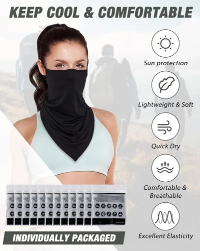 Vista 4 de JaGely Paquete de 12 polainas para el cuello, bufanda, máscara elástica con cinta elástica para las orejas, diadema absorbente para mujeres