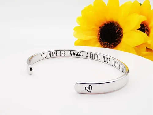 Vista 157 de Pulseras inspiradoras para mujer, joyería de acero inoxidable, con refranes, pulsera motivacional con mensaje oculto, pulseras grabadas para mejor