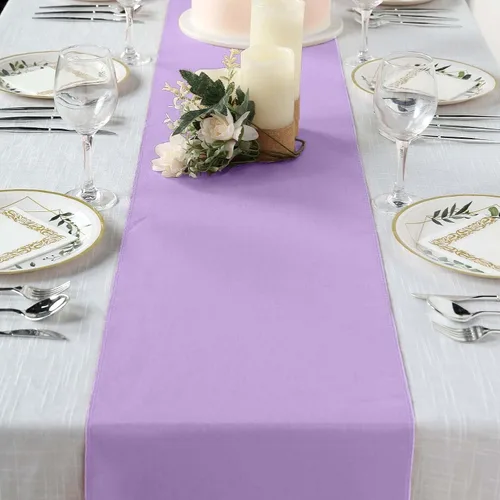 Vista 23 de Efavormart - Camino de mesa de poliéster de alta calidad azul claro para bodas, fiestas de cumpleaños, banquetes, decoración, ajuste rectangular