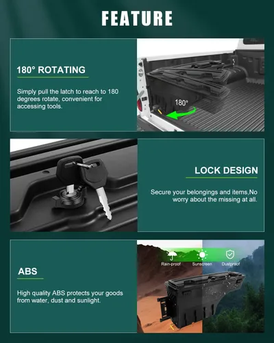 Vista 4 de SCITOO Cerradura y llaves caja de almacenamiento para caja de camión Tits para Chevrolet Colorado 2015-2020, para GMC Canyon 2015-2020 lado