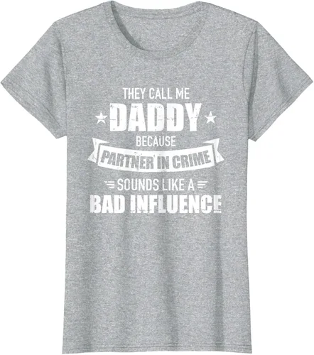 Vista 27 de Call me dad partner in crime bad influence camiseta divertida regalo papá, Negro, S
