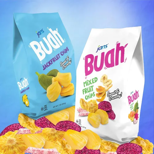 Vista 5 de Jans Buah Chips de Jaca Deshidratada 7.05 oz (Paquete de 6) Chips de Fruta de Jaca – Bocadillo de Fruta Real – Sin Gluten, Dulce y Crujiente