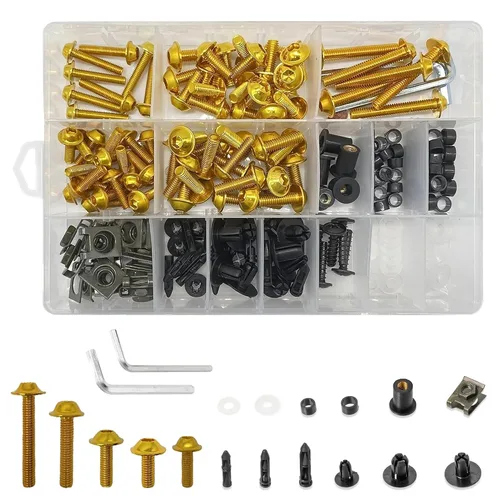 Vista 10 de 210PCS Perno de carenado de motocicleta Tornillos de aluminio M5 M6 Negro