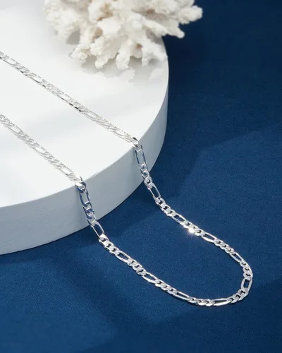 Vista 3 de Nautica Mens Chain Silver Plated Chain Womens Necklace Tone Flat Link Figaro Cuban Chains Necklaces For Women