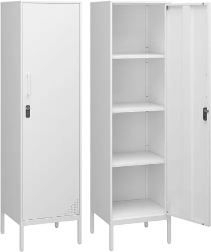 Vista 13 de Steehoom Armario de almacenamiento de metal con cerradura, armario con cerradura de 4 niveles, taquillas para empleados, vestuario, hogar, oficina