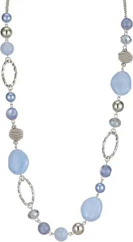 Vista 23 de BULINLIN Collar largo de cuentas para mujer, collar de cadena de suéter plateado con cuentas de resina de cristal, collar de joyería de moda