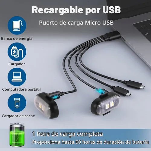 Vista 5 de 8 unidades de luces estroboscópicas LED inalámbricas con control remoto, 8 colores impermeables anticolisión, luz de advertencia LED de carga USB