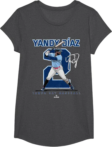Vista 28 de Camiseta Number and Portrait Yandy Diaz Tampa Bay MLBPA, Negro