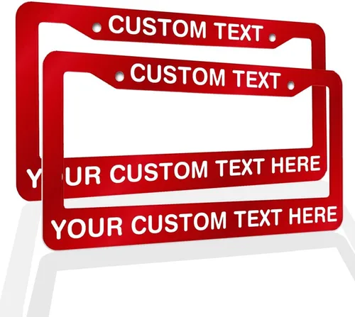 Vista 5 de Marcos de Matrícula con Cualquier Texto - Marco de Placa con Tu Mensaje Personalizado, Marco de Matrícula Personalizado con Nombre, Monograma, Logo