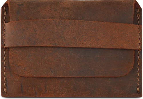 Vista 4 de CestAntiQ, Tarjetero de cuero Tarjetero de piel envejecida Cartera de tarjeta de crédito para hombres o mujeres para tu bolsillo o bolso marrón