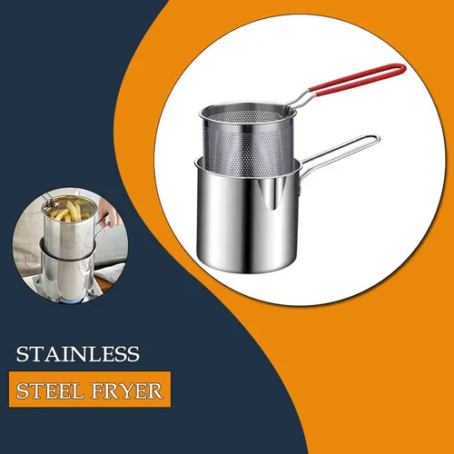 Vista 6 de Olla de mano, sartén de acero inoxidable 304, sartén para el hogar, olla multifuncional para freír, sartén frita para cocina, papas fritas y pollo