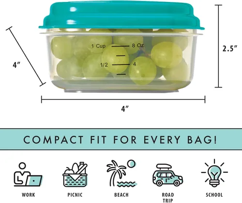 Vista 3 de Fit & Fresh Stak Paks - Juego de recipientes de 1 taza para niños, color verde
