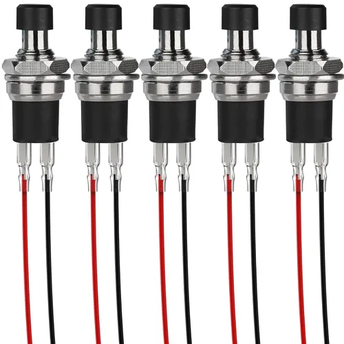 Vista 9 de 5 piezas de interruptor de botón de presión de tipo de cierre automático SPST Dash ON/Off azul AC 250V/3A