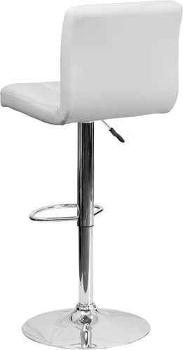 Vista 5 de Flash Furniture Alexandra - Juego de 2 taburetes de bar de vinilo acolchado blanco contemporáneo con base cromada