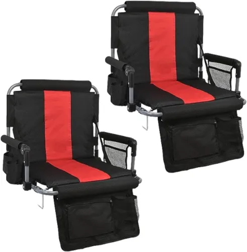 Vista 8 de Asientos portátiles para estadio con respaldo y reposabrazos, sillas plegables con respaldo y cojín grueso, silla deportiva acolchada ancha con Gris