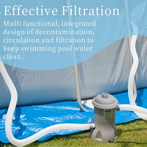 Vista 4 de Bomba de filtro de piscina, cartucho de 330 GPH Sistema de bomba de filtro de piscina con manguera y accesorios, bomba de piscina sobre el suelo