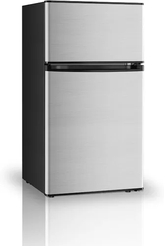 Vista 8 de Saeoola Mini refrigerador con congelador, 3.2 pies cúbicos, mini refrigerador compacto de 2 puertas con congelador separado para dormitorio