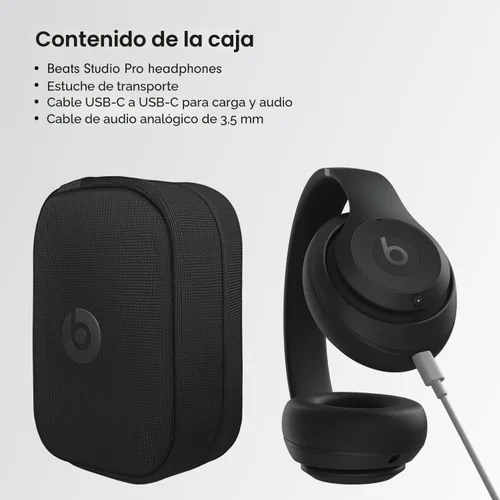 Vista 6 de Beats Studio Pro - Auriculares inalámbricos Bluetooth con cancelación de ruido con cable de carga USB-C (20 cm) - Negro mate
