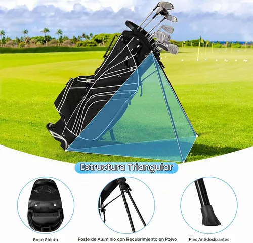 Vista 7 de Mayjooy Golf Stand Bag, Portable Carry Golf Bag w/Ergonomic Dual Straps & 6 Way Top Divider, Lightweight Carry Organizer Pocket w/Umbrella Ring Negro