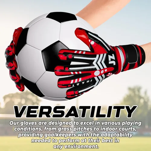 Vista 4 de Guantes de portero de fútbol profesional para adultos jóvenes, guantes de portero con protección extraíble para los dedos, transpirables, agarre