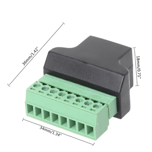 Vista 3 de Adaptador de bloque de terminales de tornillo RJ45 hembra a 8 pines para Cat7 Cat6 Cat5 Extensor Ethernet CCTV UTP Digital DVR Internet, RJ45 8P8C