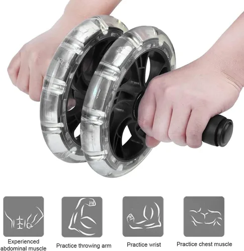 Vista 5 de HERCHR Rueda de rodillo para abdominales, kit de ruedas de ejercicio abdominal, barra de flexión, equipo de gimnasio en casa para hombres y mujeres